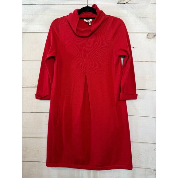 Tyler Boe Sweater Dress Red Sz S Cowl Neck Holiday Party Festive Classy Preppy - Picture 1 of 7